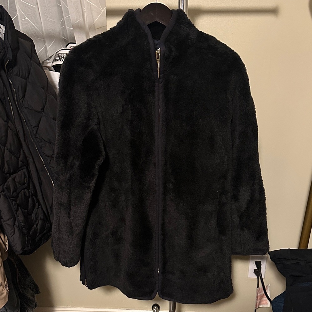 J. Crew Dark Faux Fur Pea Coat